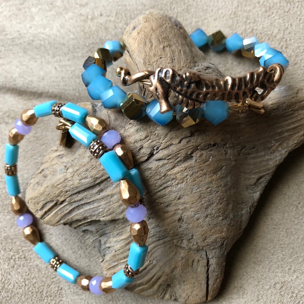 Alex and Ani beaded bracelet lot seahorse